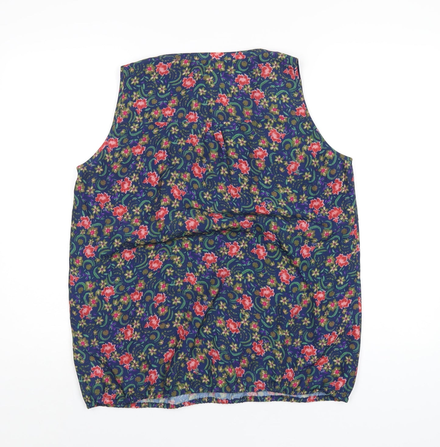 Ohma! Womens Multicoloured Floral Polyester Basic T-Shirt Size M V-Neck