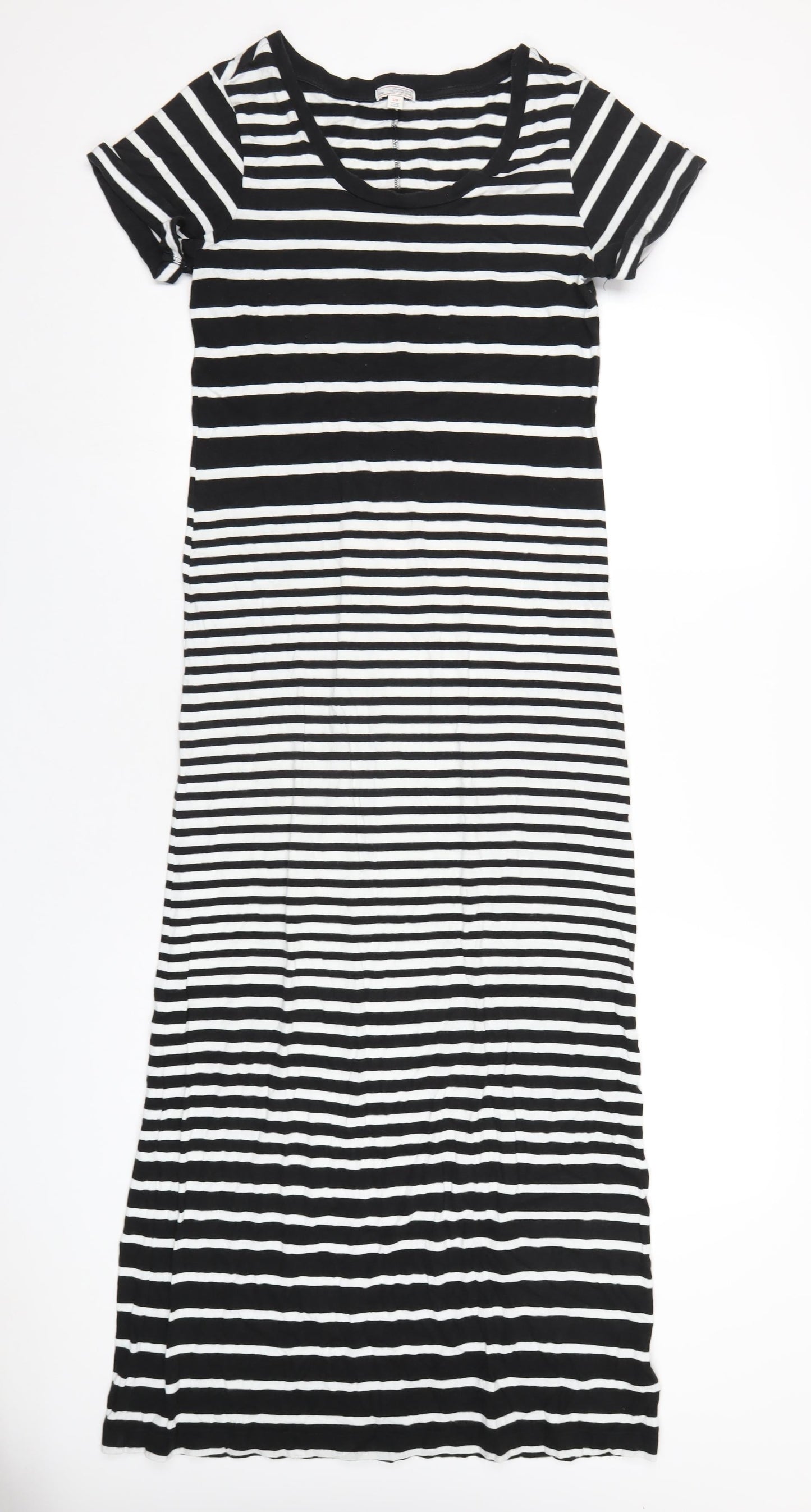 Gap Womens Black Striped Cotton Slip Dress Size S Round Neck Pullover