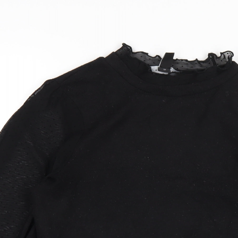 New Look Womens Black Polyester Basic T-Shirt Size 6 Round Neck