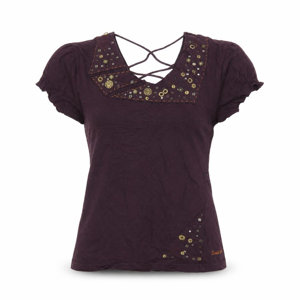 Womens UK Size L Duck and Cover Purple Cotton T-Shirt