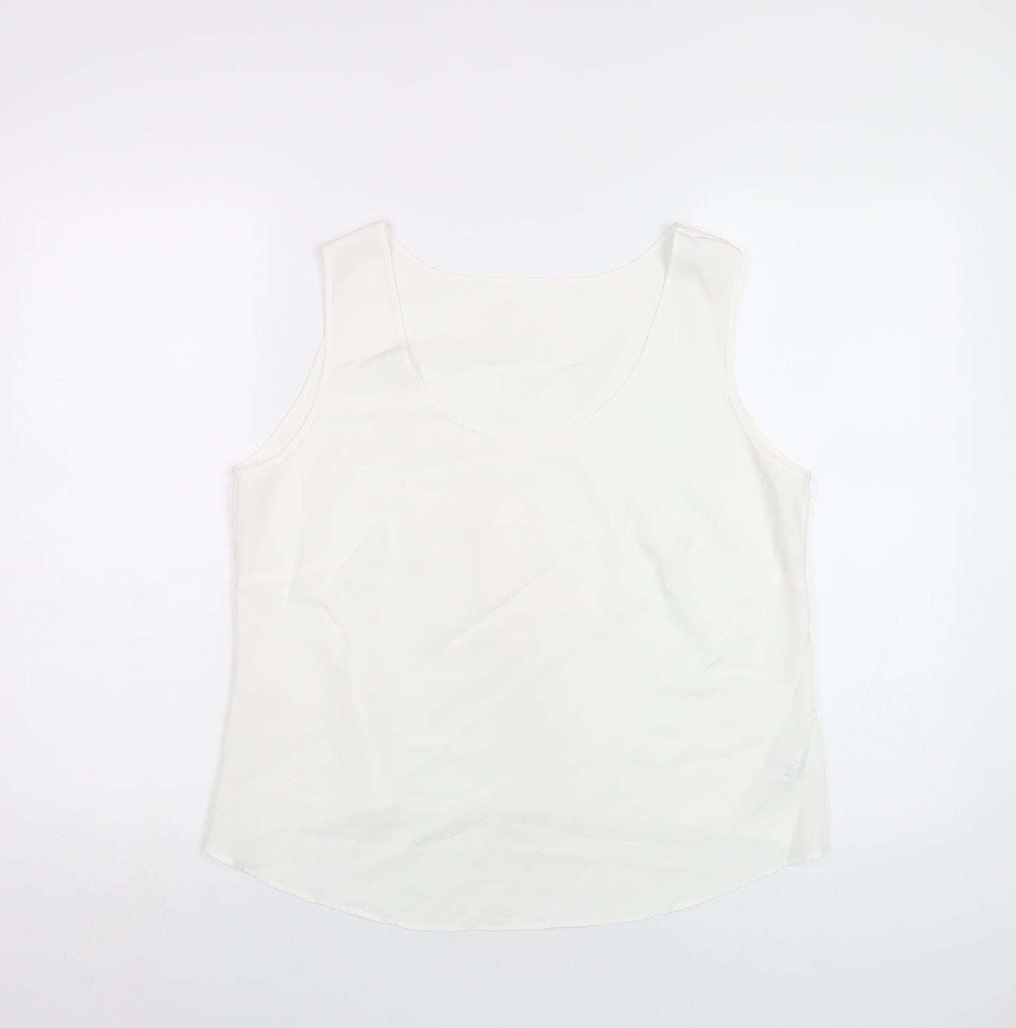 Marks and Spencer Womens White Polyester Basic Tank Size 16 Scoop Neck