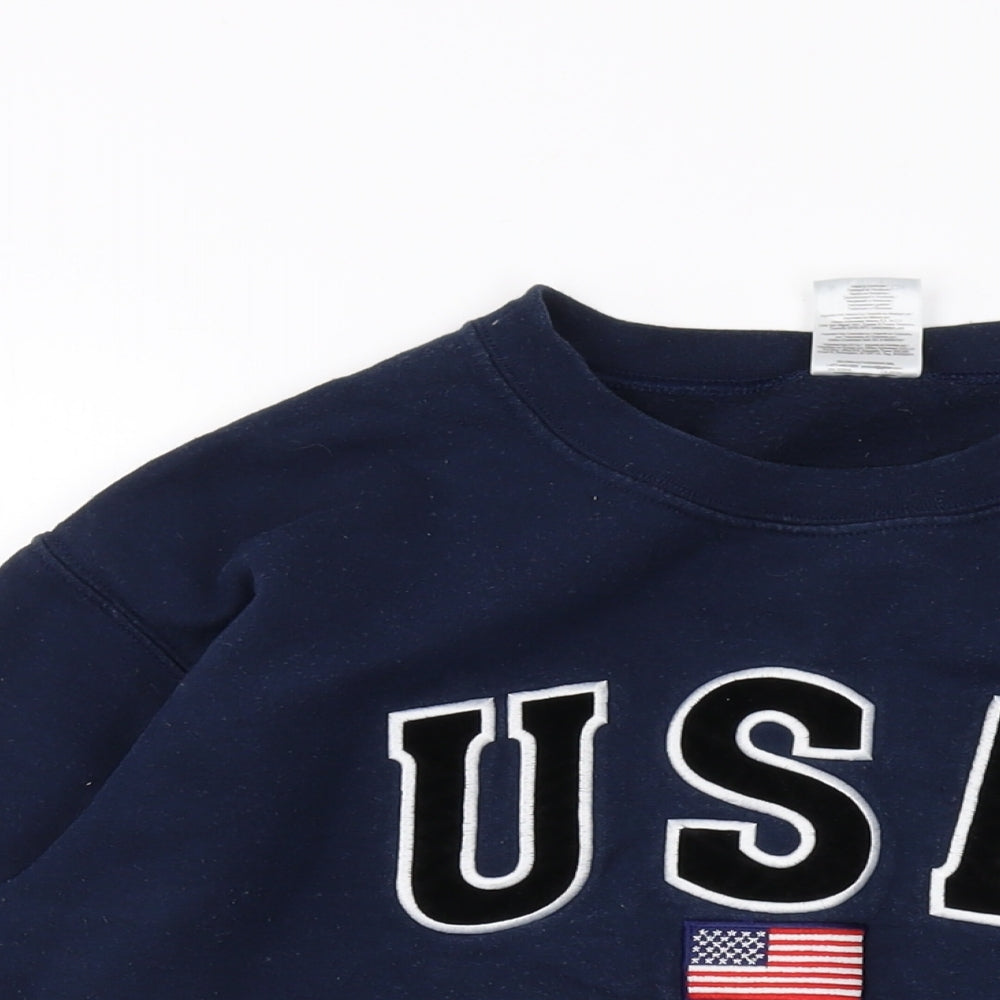 USA Mens Blue Cotton Pullover Sweatshirt Size S