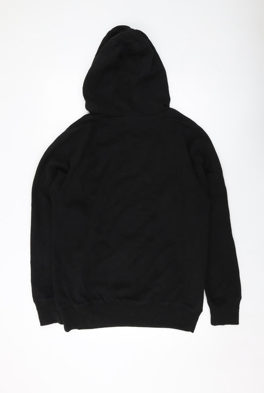 Zebra Mens Black Cotton Pullover Hoodie Size M
