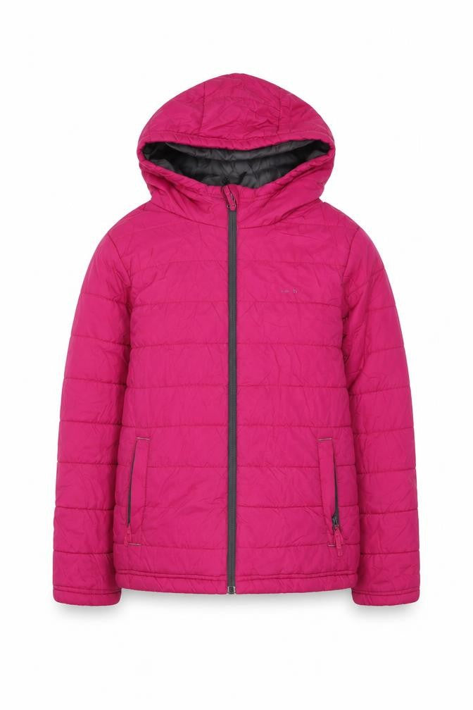 Front view of Freedom Trail girls’ pink puffer jacket jacket, size 11-12, years zip