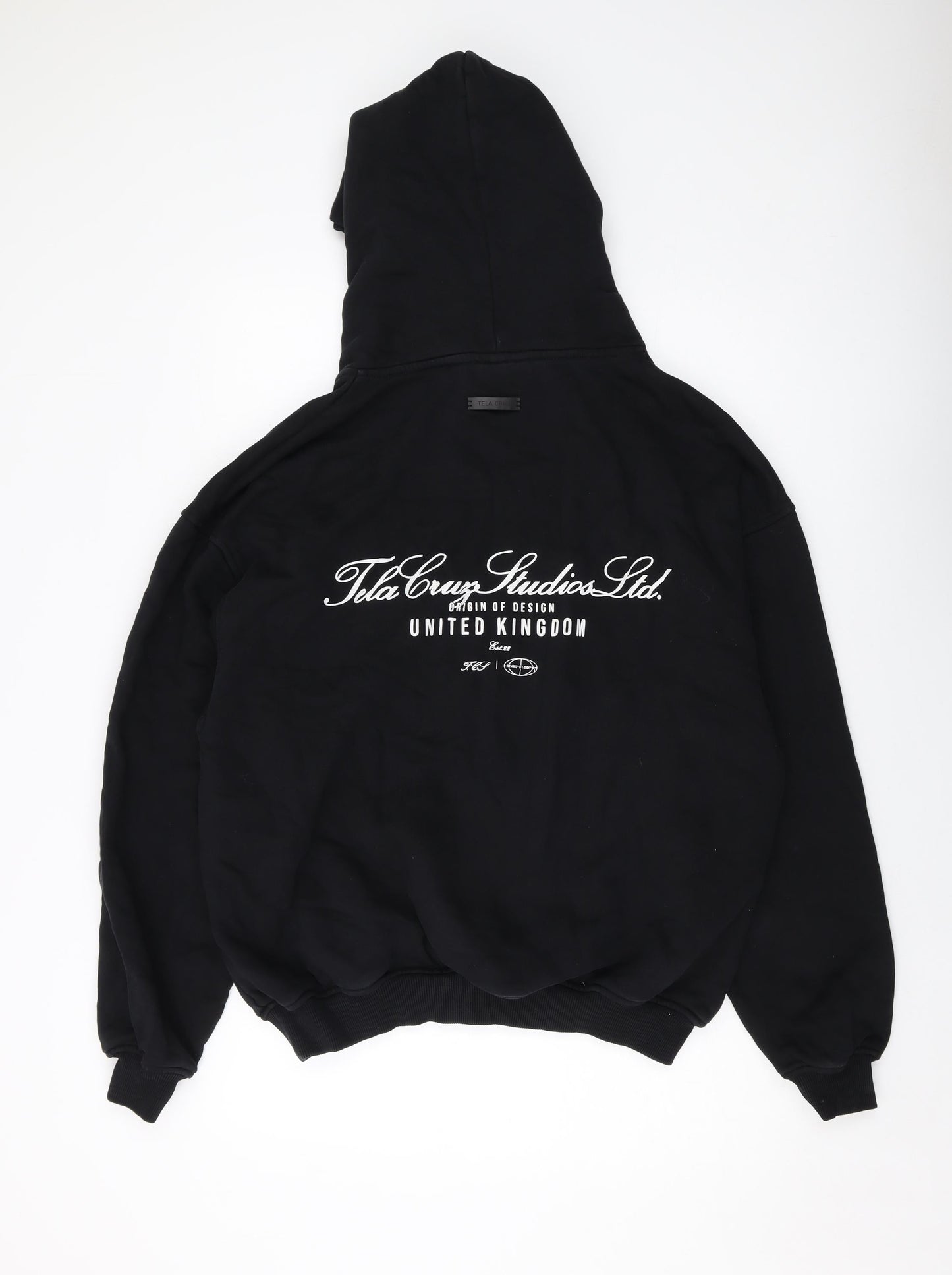 Tela Cruz Mens Black Cotton Pullover Hoodie Size L