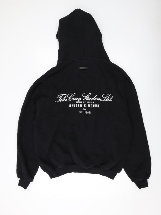Tela Cruz Mens Black Cotton Pullover Hoodie Size L