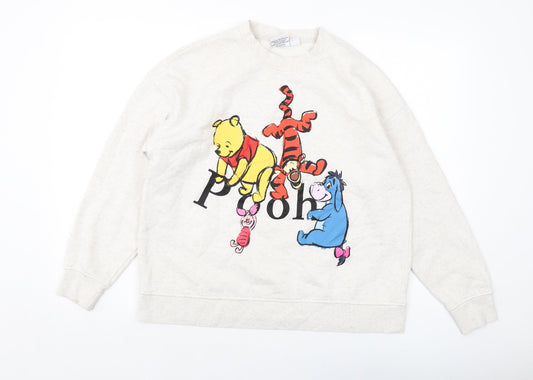 Disney Womens Ivory Cotton Pullover Sweatshirt Size 12 Pullover - Pooh