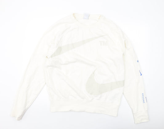 Nilke Mens Ivory Cotton Pullover Sweatshirt Size M