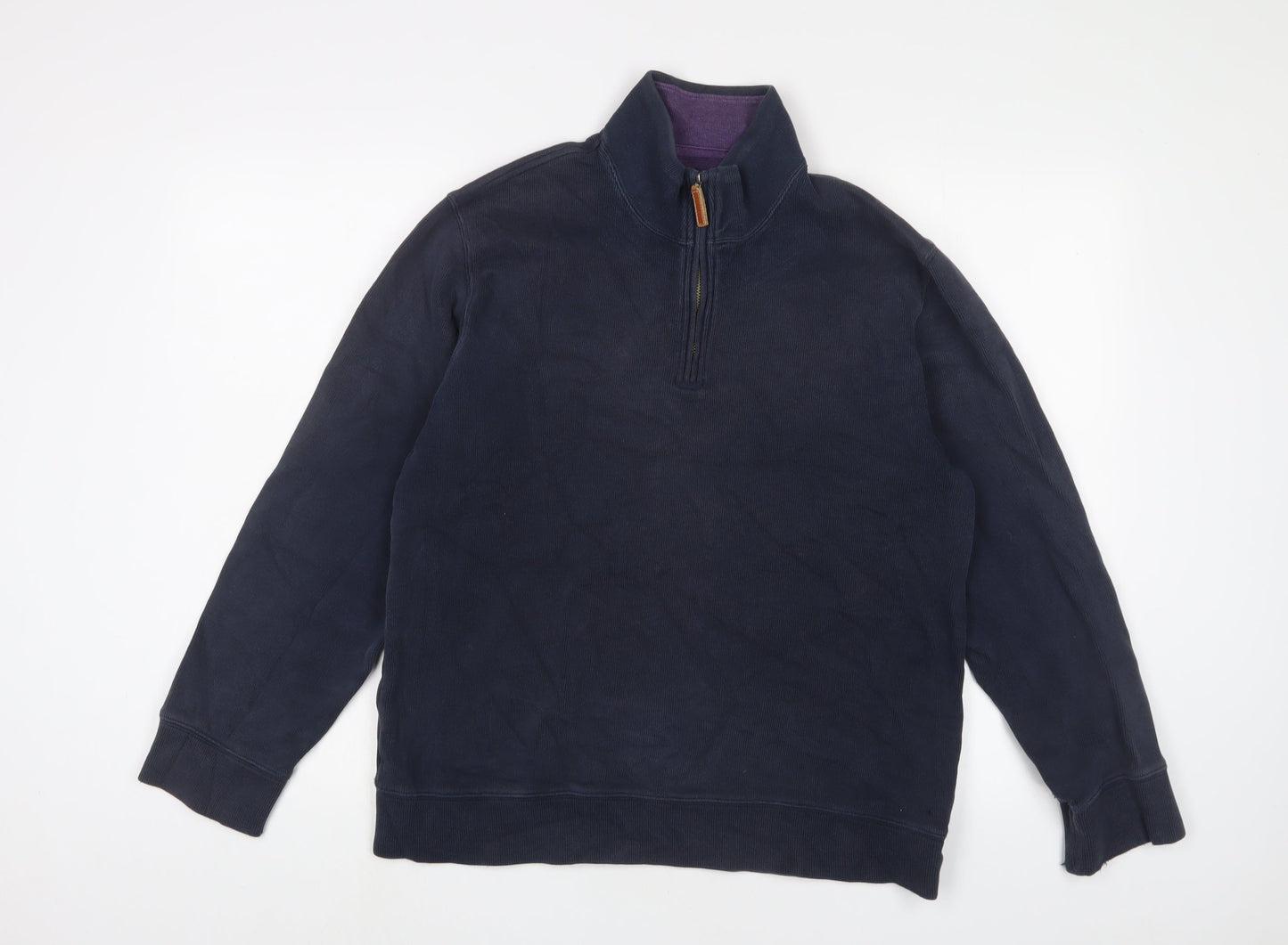 Landsend Womens Blue Cotton Pullover Sweatshirt Size M Zip