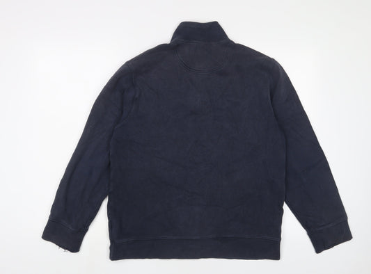 Landsend Womens Blue Cotton Pullover Sweatshirt Size M Zip