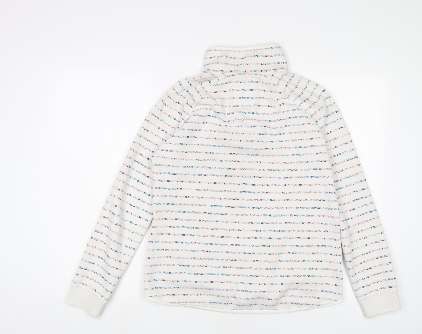 Crew Clothing Womens White Striped Cotton Pullover Sweatshirt Size 8 Zip