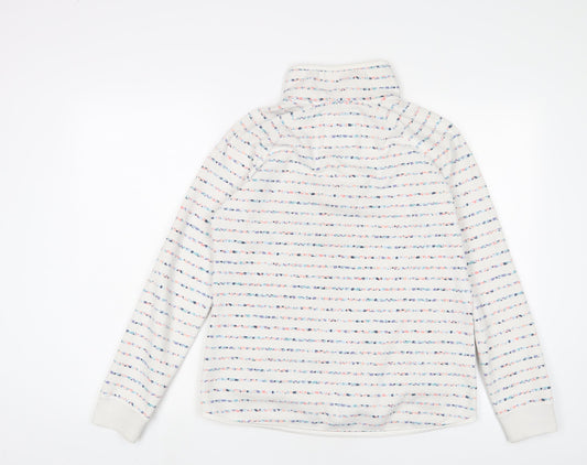 Crew Clothing Womens White Striped Cotton Pullover Sweatshirt Size 8 Zip