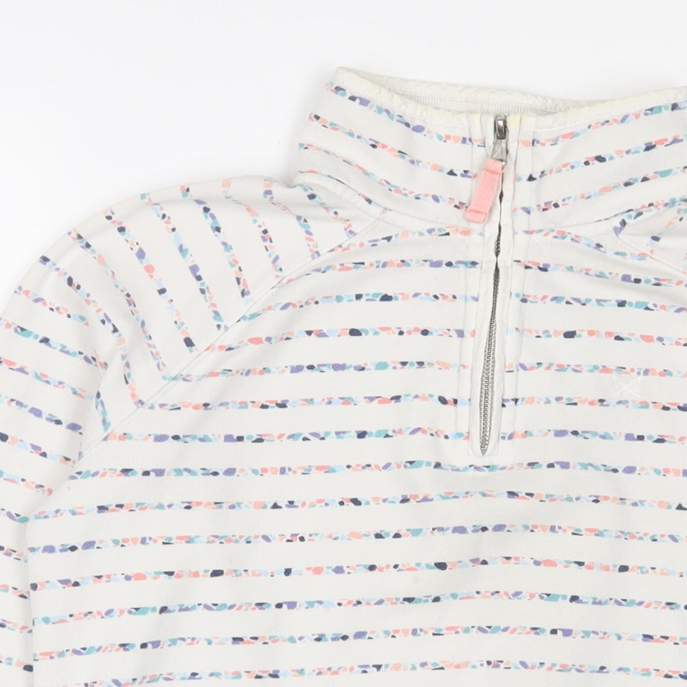 Crew Clothing Womens White Striped Cotton Pullover Sweatshirt Size 8 Zip