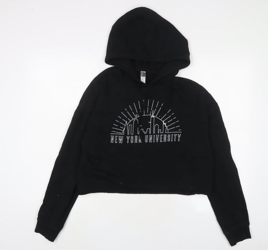 USCAPE APPAREL Womens Black Cotton Pullover Hoodie Size M Pullover - New York University