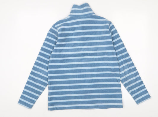 Landsend Womens Blue Striped Polyester Pullover Sweatshirt Size XS Button