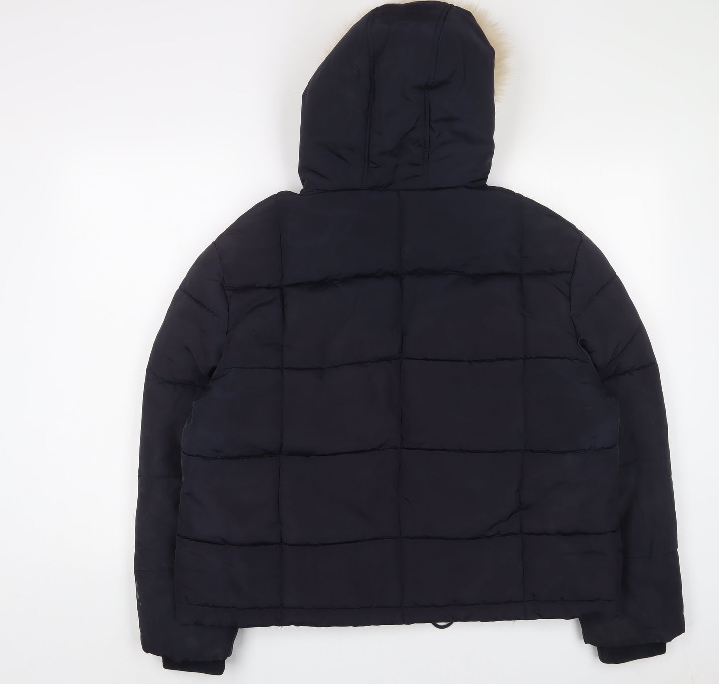Golddigga Womens Blue Quilted Coat Size 12 Zip