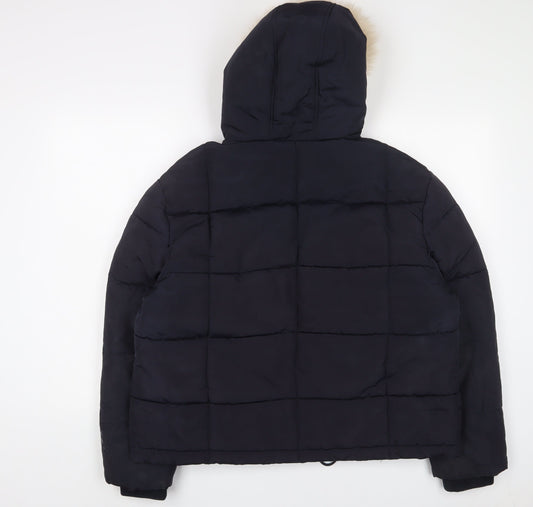 Golddigga Womens Blue Quilted Coat Size 12 Zip