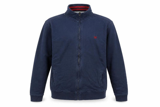 Front view of Crew Clothing Blue Jacket, size L, - Logo