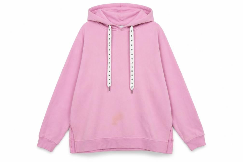 Front view of Only women’s pink cotton pullover hoodie, size XL, - logo