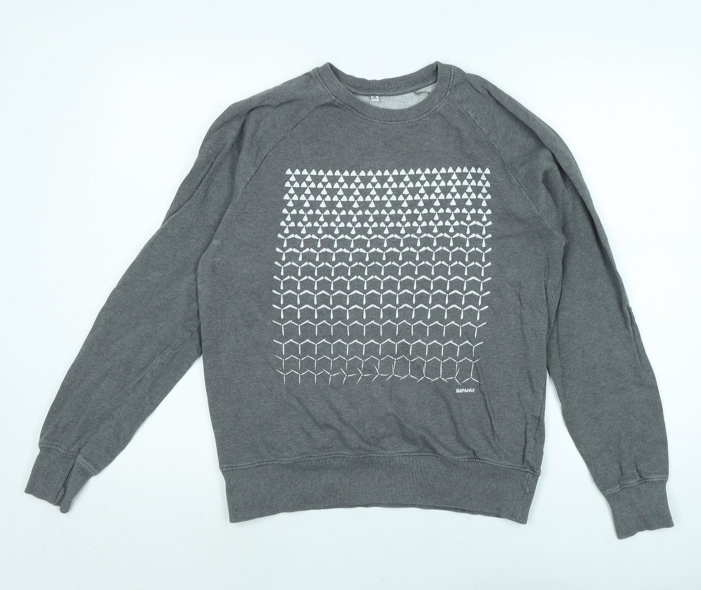Rapanui Mens Grey Cotton Pullover Sweatshirt Size S - Logo