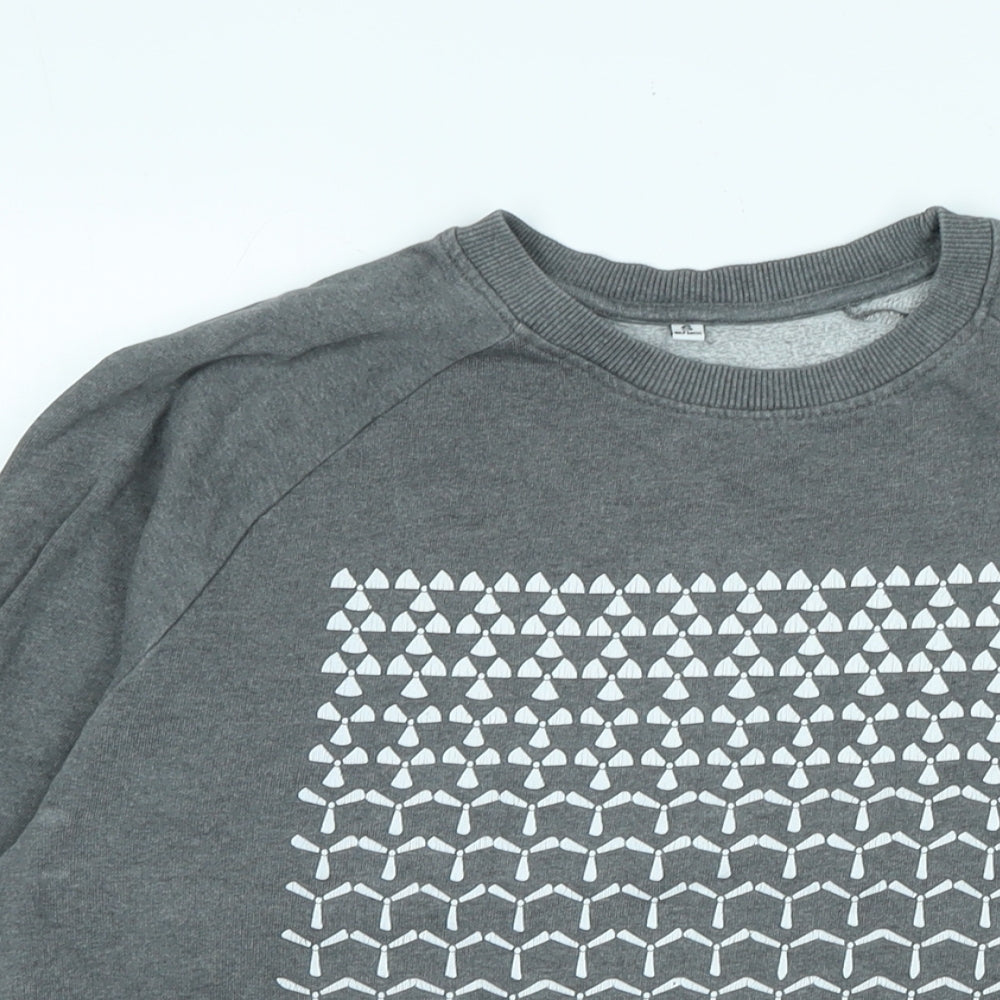 Rapanui Mens Grey Cotton Pullover Sweatshirt Size S - Logo