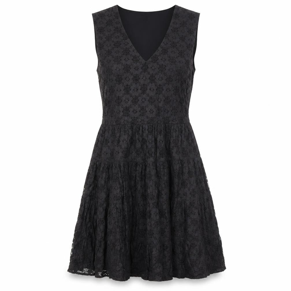 Zara Women's Black Fit & Flare Floral Lace Party Dress M