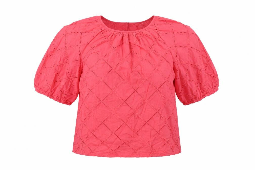 Marks and Spencer Women's Pink Blouse M Lace Short Sleeve