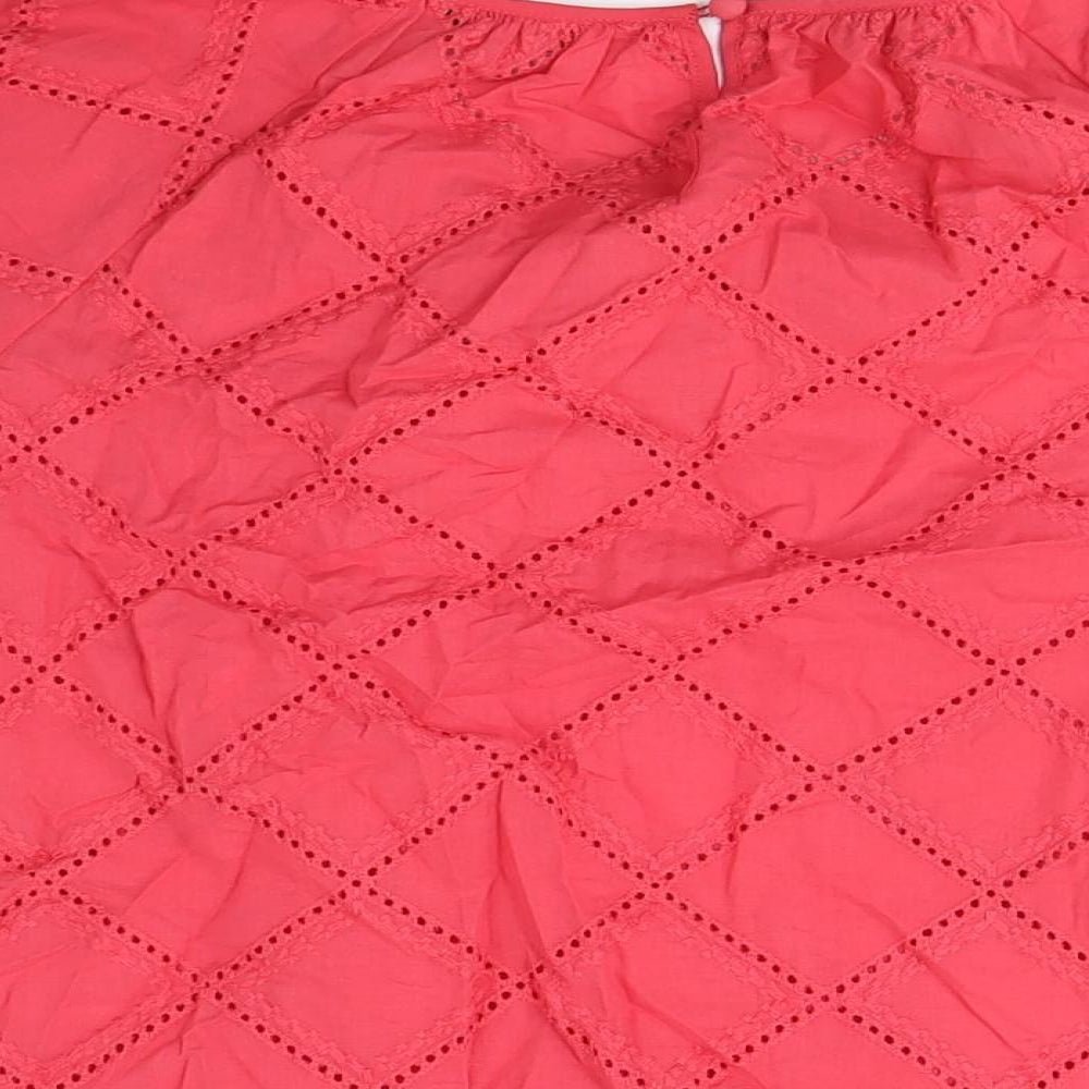 Marks and Spencer Women's Pink Blouse M Lace Short Sleeve