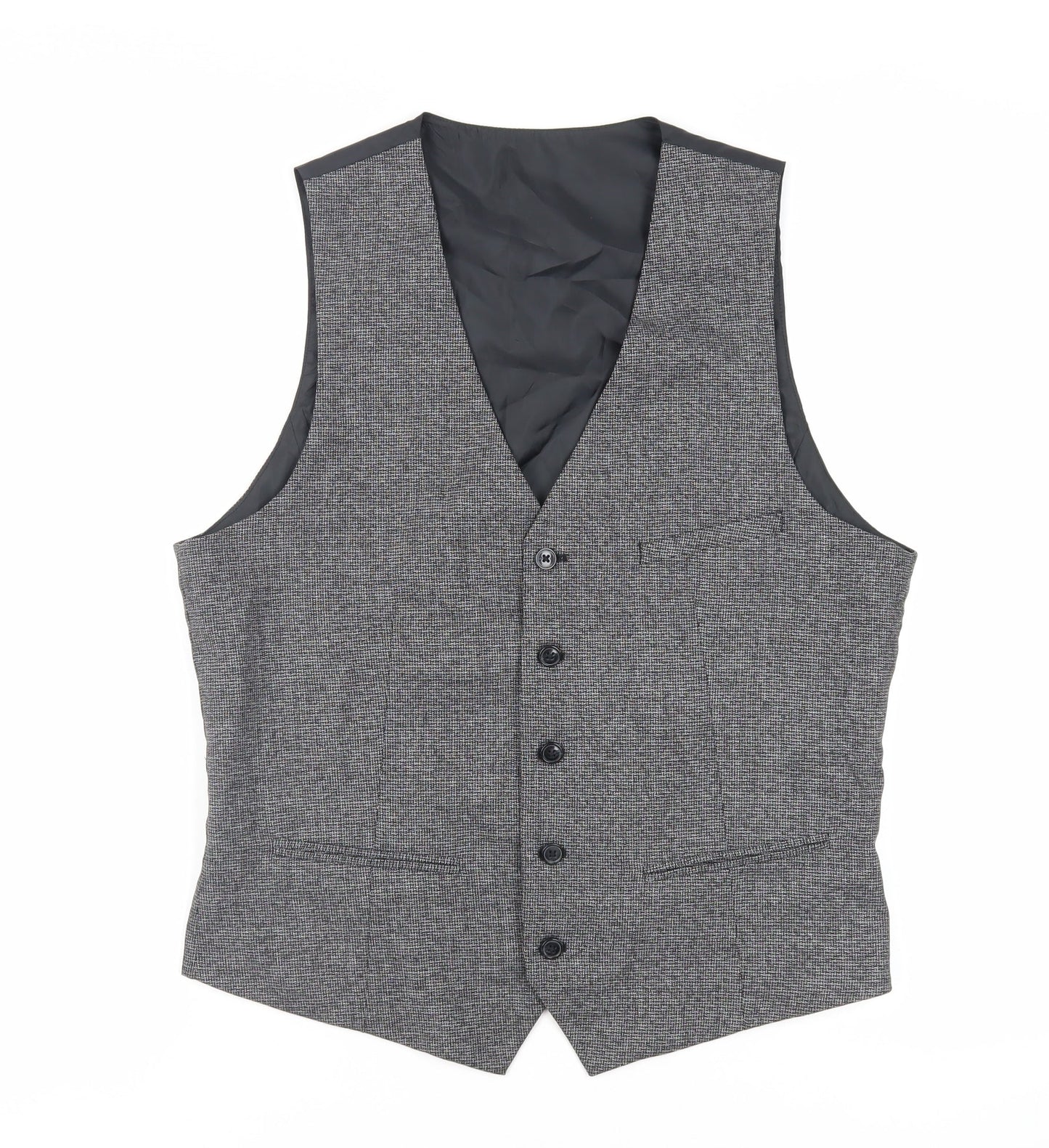 H&M Mens Grey Polyester Jacket Suit Waistcoat Size 42 Regular