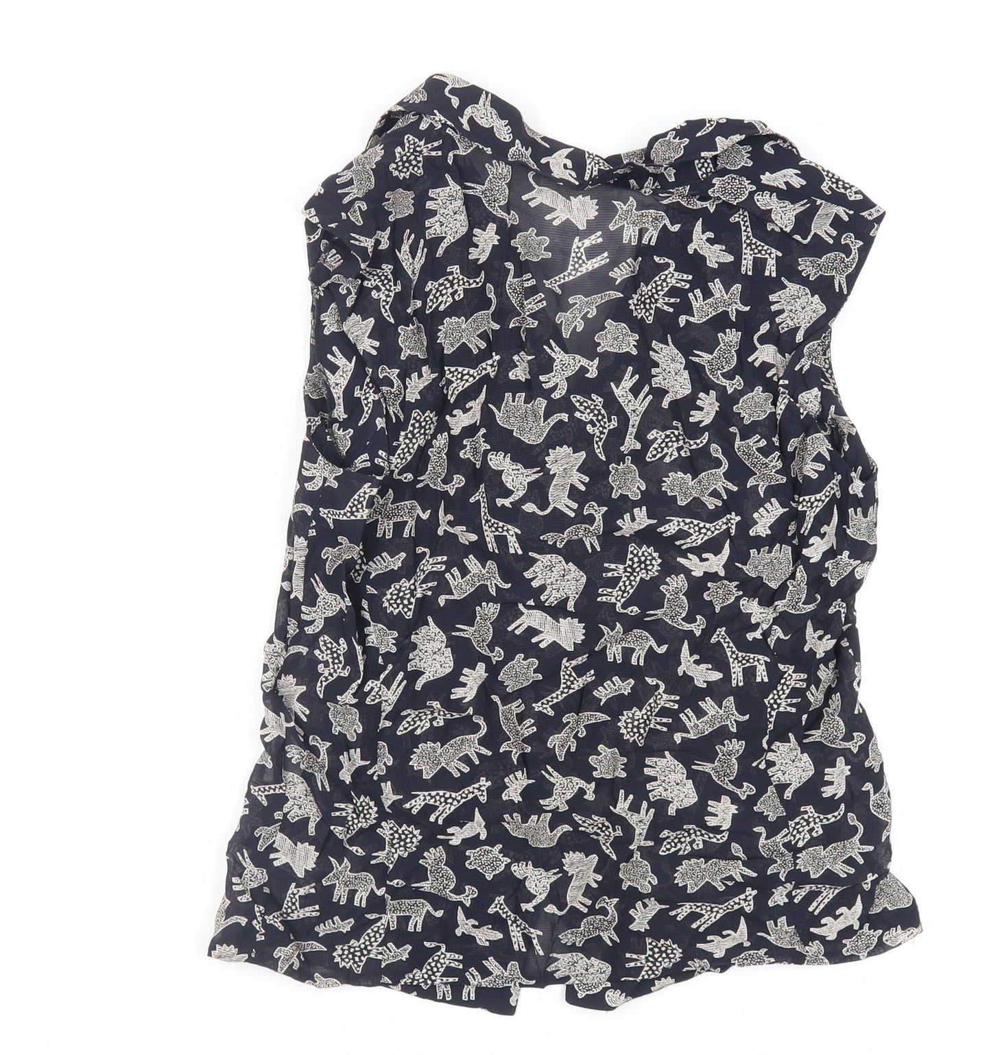 Gerry Weber Womens Blue Geometric Viscose Basic Button-Up Size 6 Collared - Sheer