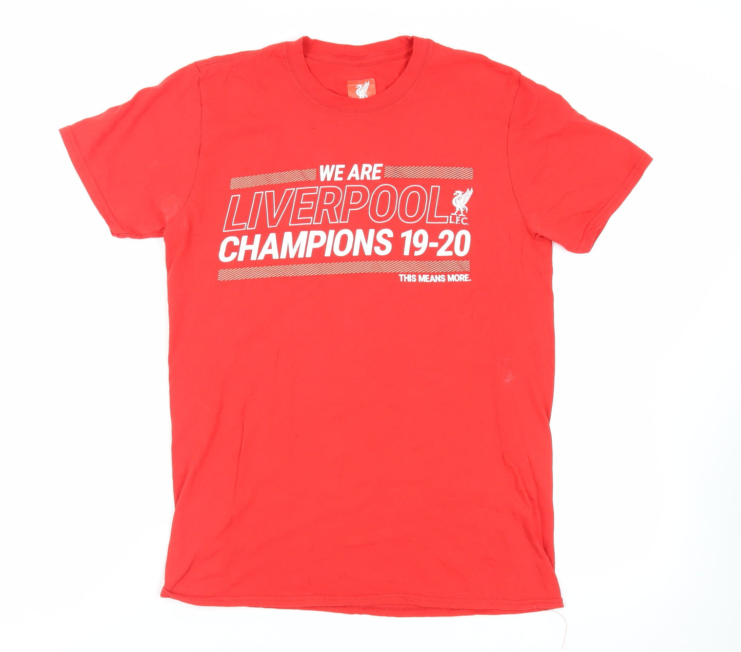 Liverpool FC Mens Red Cotton T-Shirt Size M Crew Neck - Champions
