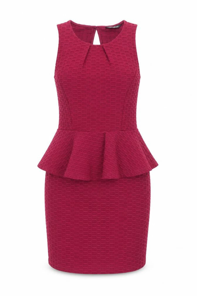 Miss Selfridge Womens Purple Polyester Pencil Dress Size 10 Round Neck Button - Peplum