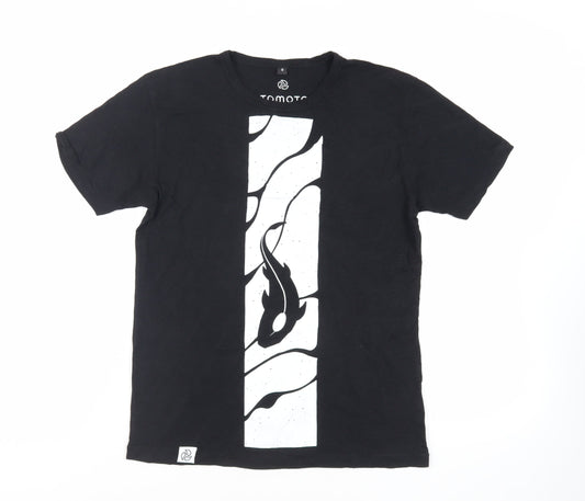 Tomoto Womens Black Viscose Basic T-Shirt Size S Crew Neck