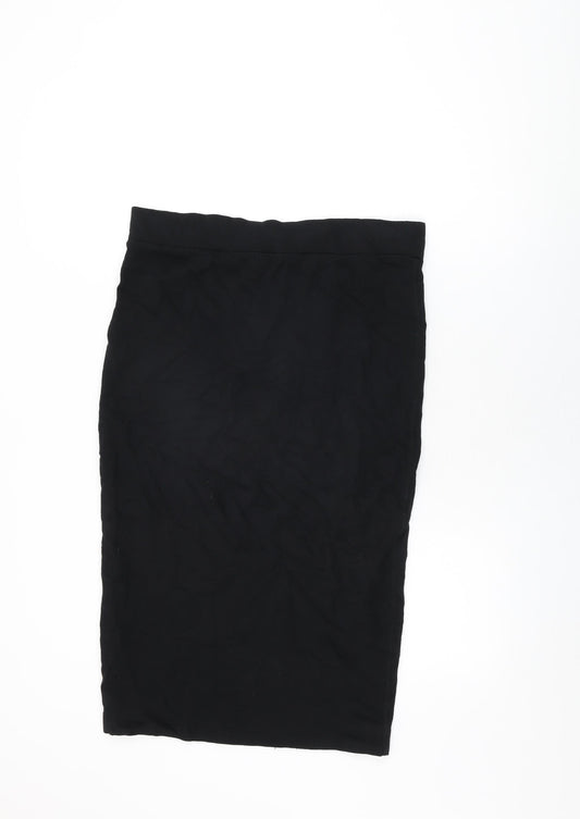 Zara Womens Black Cotton Straight & Pencil Skirt Size M - Size M/L