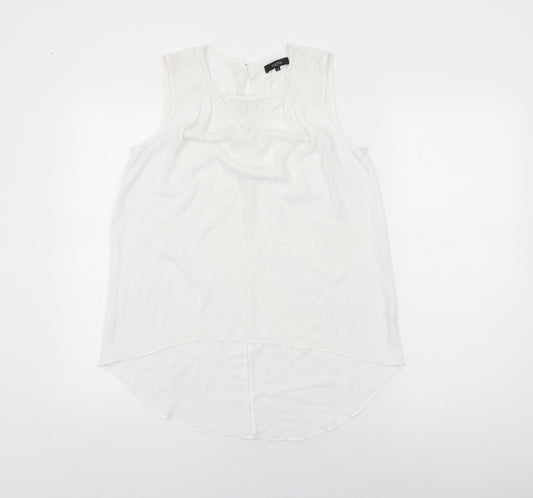 Nichii Womens White Polyester Basic T-Shirt Size M Round Neck - Lace Detail