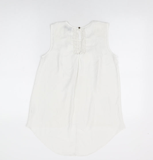 Nichii Womens White Polyester Basic T-Shirt Size M Round Neck - Lace Detail