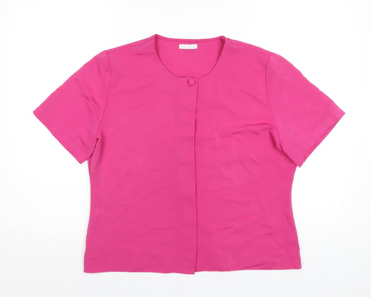 St Michael Womens Pink Polyester Basic T-Shirt Size 14 Round Neck