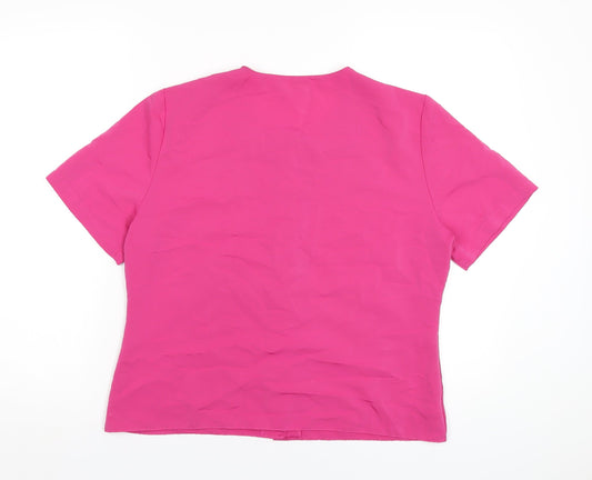 St Michael Womens Pink Polyester Basic T-Shirt Size 14 Round Neck