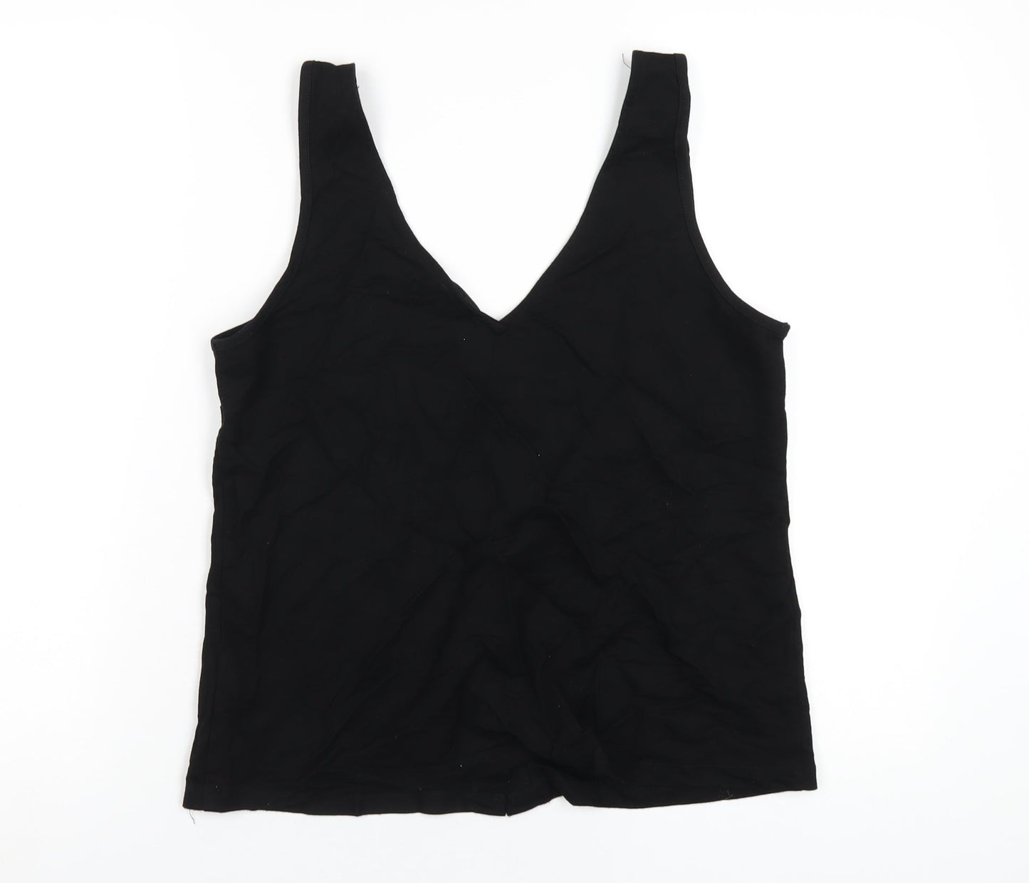 Warehouse Womens Black Viscose Basic Tank Size 12 V-Neck