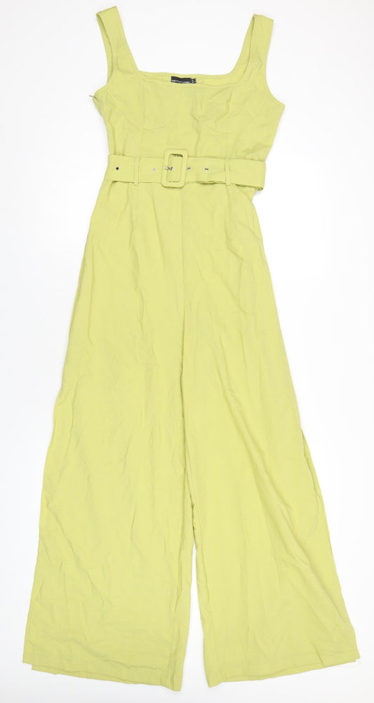 PRETTYLITTLETHING Womens Green Polyester Jumpsuit One-Piece Size 8 L31 in Zip