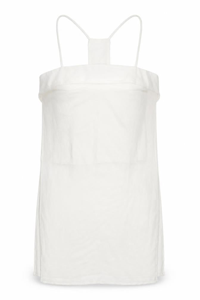 Zara Womens White Polyester Camisole T-Shirt Size L Square Neck
