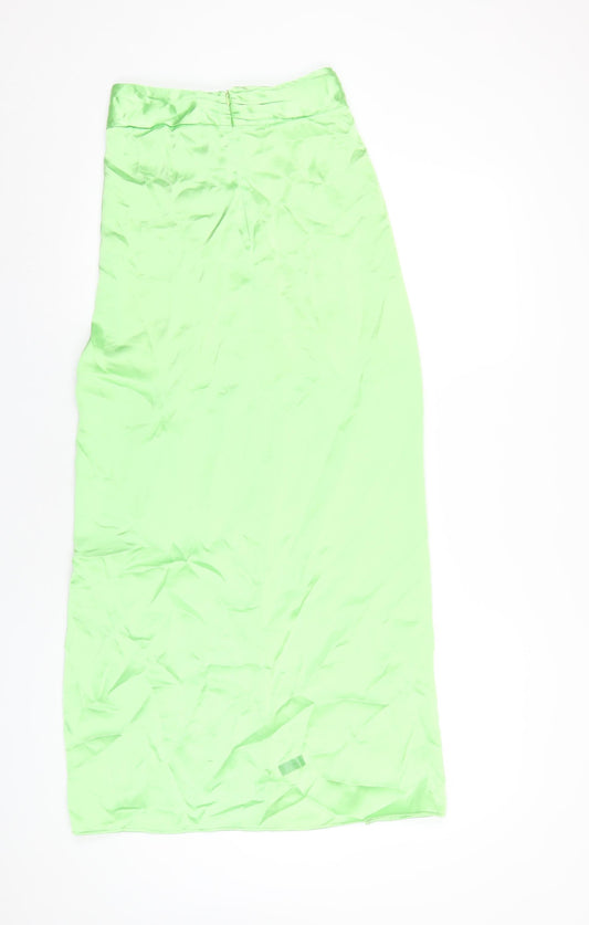 Zara Womens Green Polyester A-Line Skirt Size XS Zip