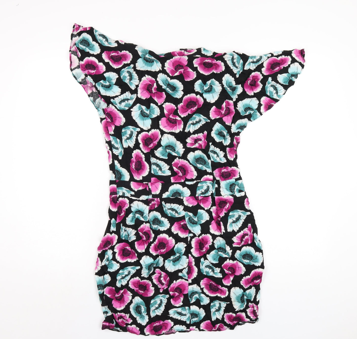 ASOS Womens Multicoloured Geometric Viscose A-Line Size 12 Round Neck Zip