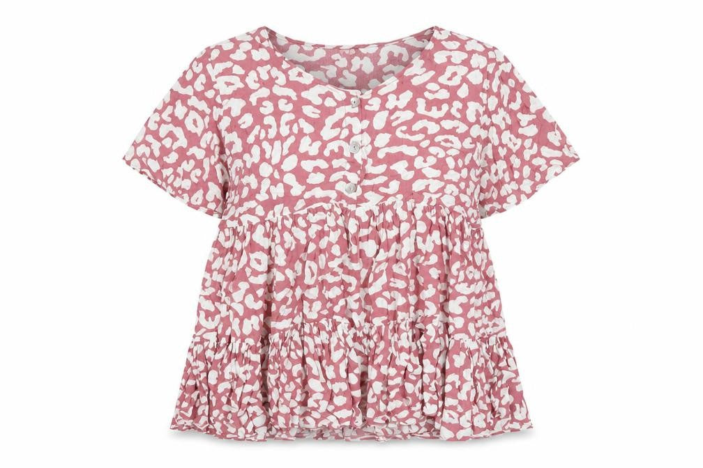 Izabel London Womens Pink Geometric Viscose A-Line Size 18 V-Neck Pullover
