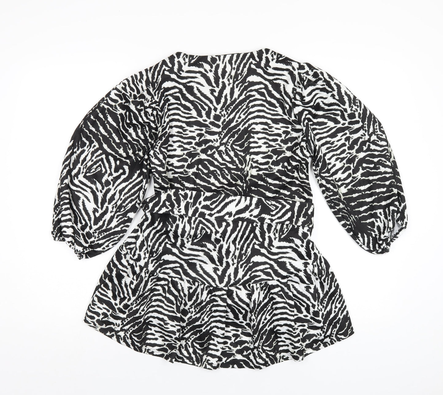 River Island Womens Black Animal Print Polyester Basic T-Shirt Size 10 Round Neck