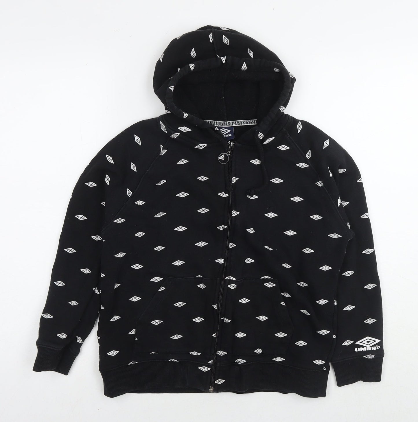 Umbro Womens Black Cotton Full Zip Hoodie Size S Zip