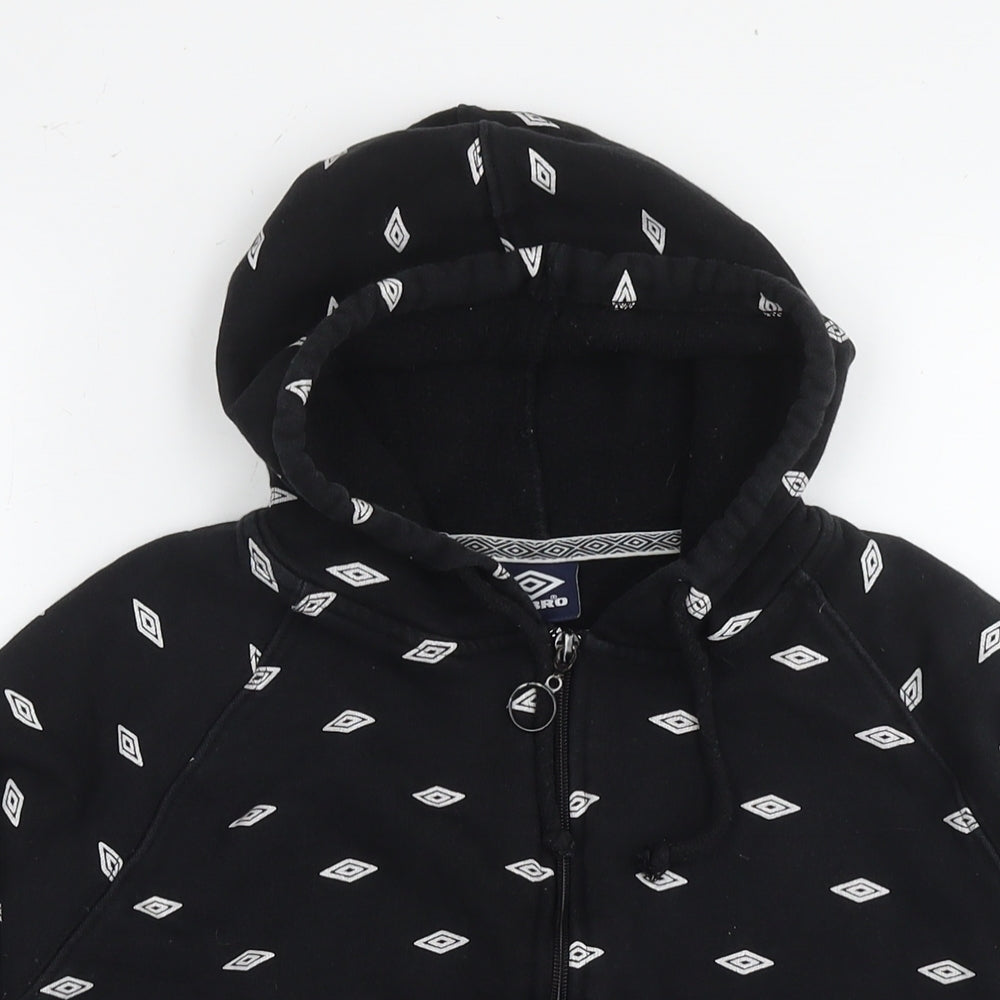 Umbro Womens Black Cotton Full Zip Hoodie Size S Zip