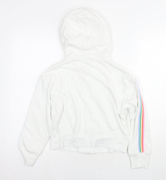 Gap Girls White Cotton Full Zip Hoodie Size 10 Years Zip