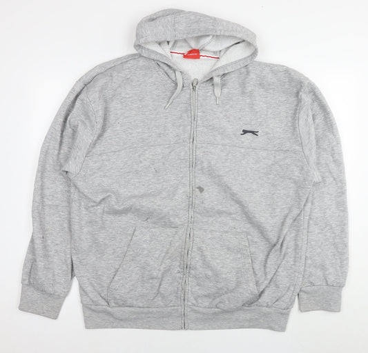 Slazenger Mens Grey Polyester Full Zip Hoodie Size 2XL