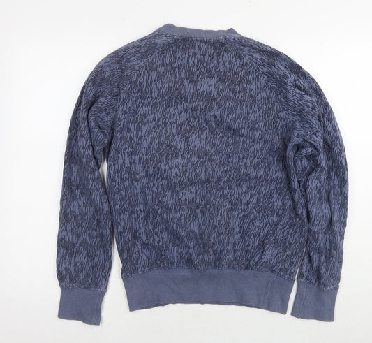 Realm & Empire Mens Blue Geometric Cotton Pullover Hoodie Size S